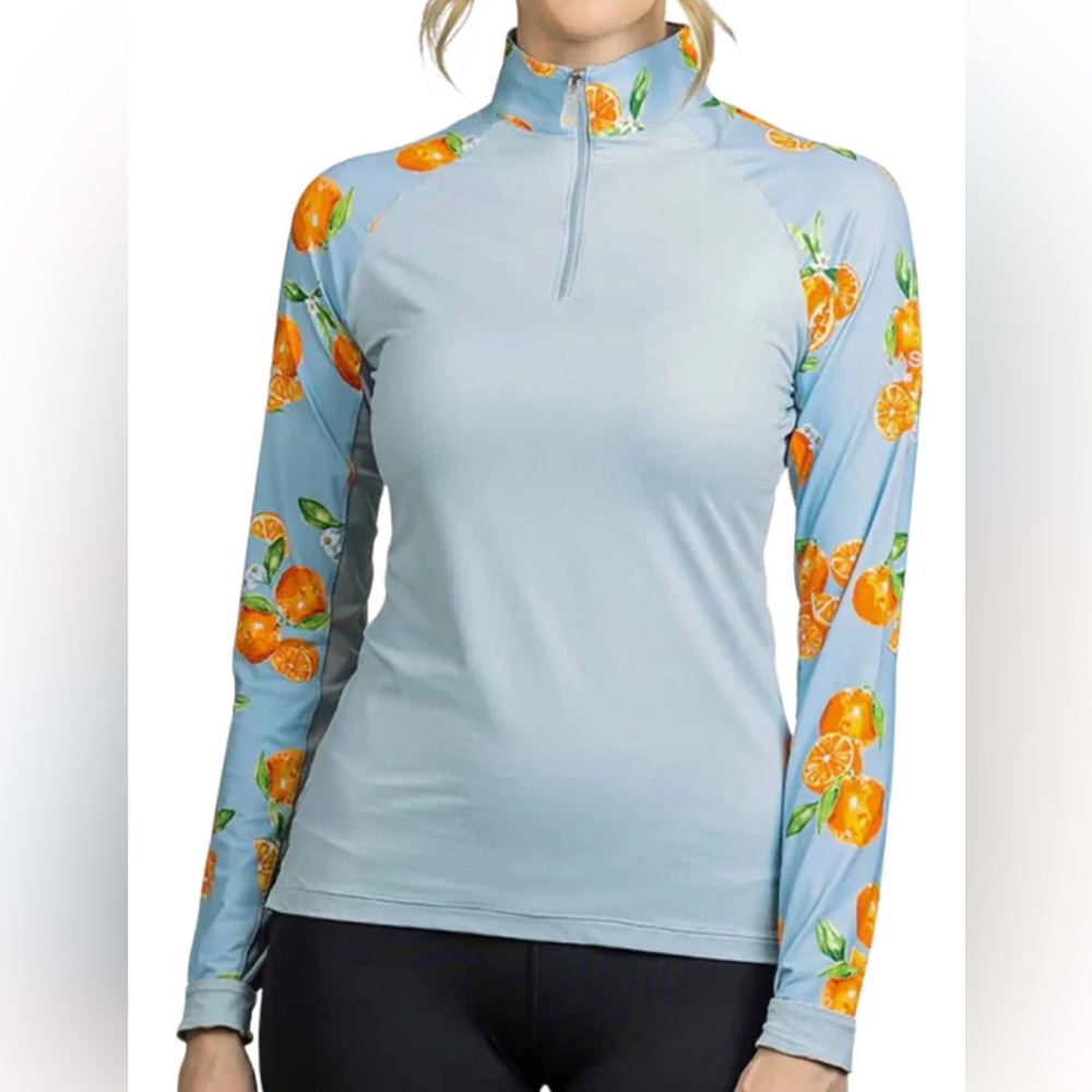 Kastel Denmark Long Sleeve Raglan Shirt in Powder Blue/Oranges